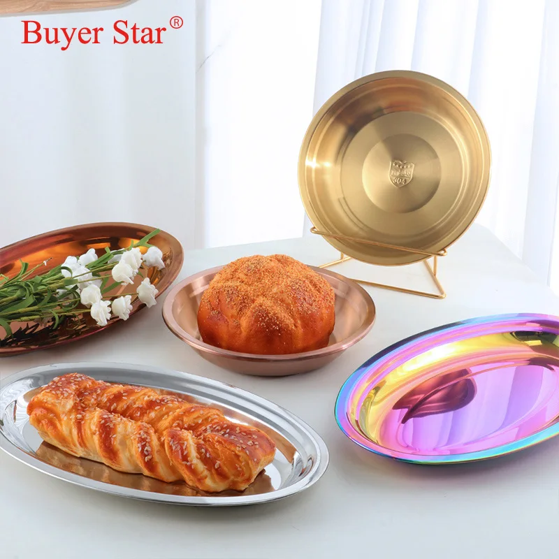 1/2PCS Stainless Steel Serving Plates Tray Oval Fish Dish Dinner Metal Dessert Food Sushi Snack Steaming Fruit Storage Cutlery