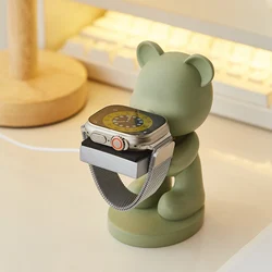 Cute Matcha Bear Watch Stand Office Workstation Desk Bedroom Decorative Ornament