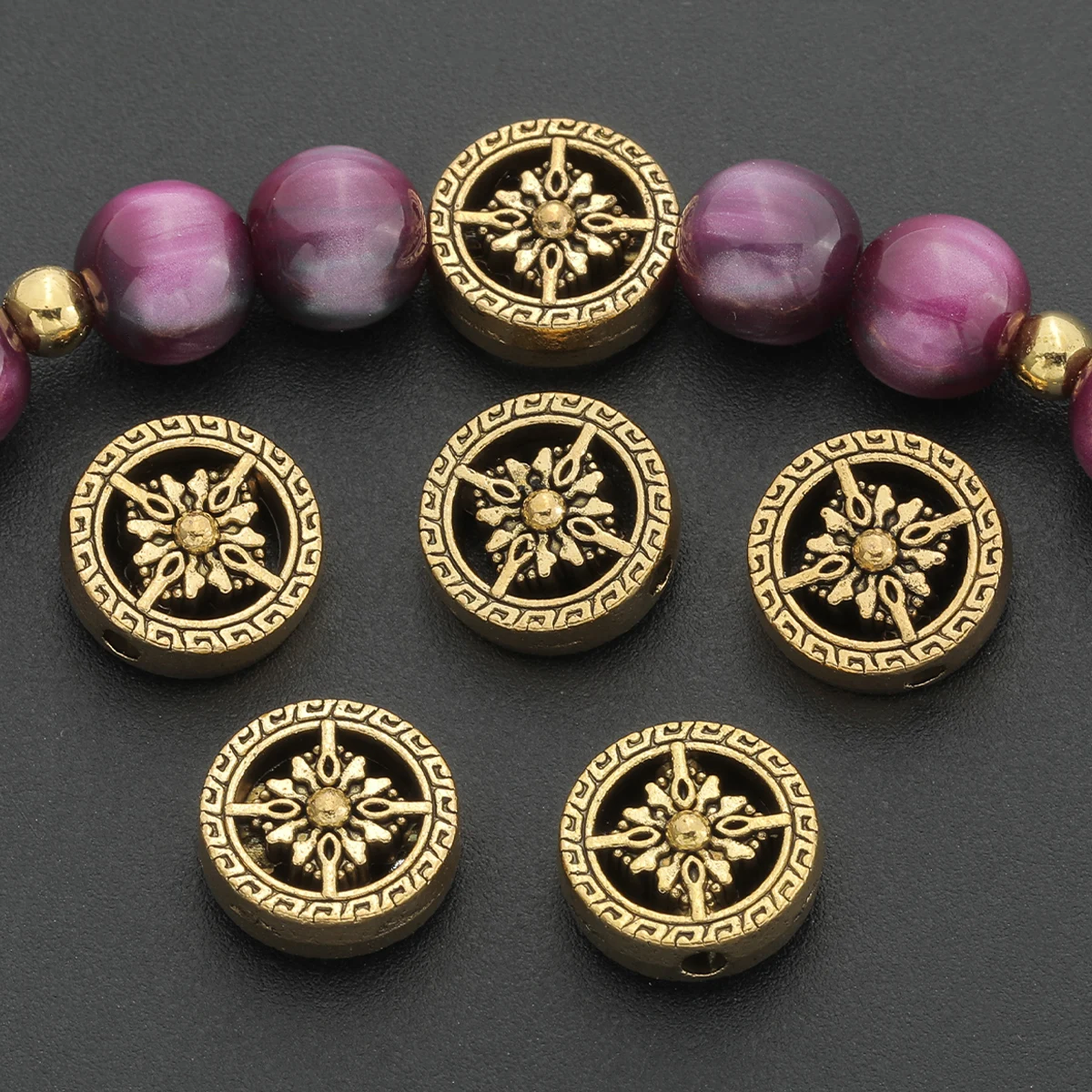 30 PCS Zinc Alloy Flat Circular Spacers - Suitable for DIY Jewelry, Bracelets, Necklaces, Earrings and Accessory Making