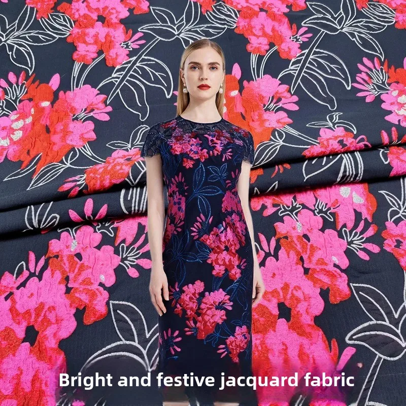 

Жаккардовая парчовая ткань, весенне-осеннее платье, жесткий плащ, комплект, темно-синий Cheongsam, платье, модная оптовая продажа, ткань