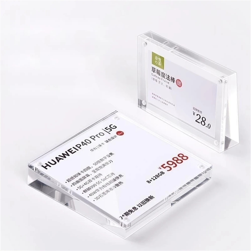 Slanted Card Holder Tabletop Information Display Crystal Acrylic Sign Board