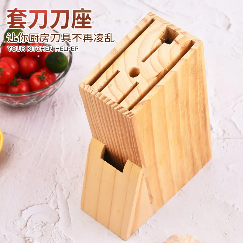 Durable Kitchen Plastic Knife Stand Holder Wooden Storage Drainage Cutlery Rack Organizer