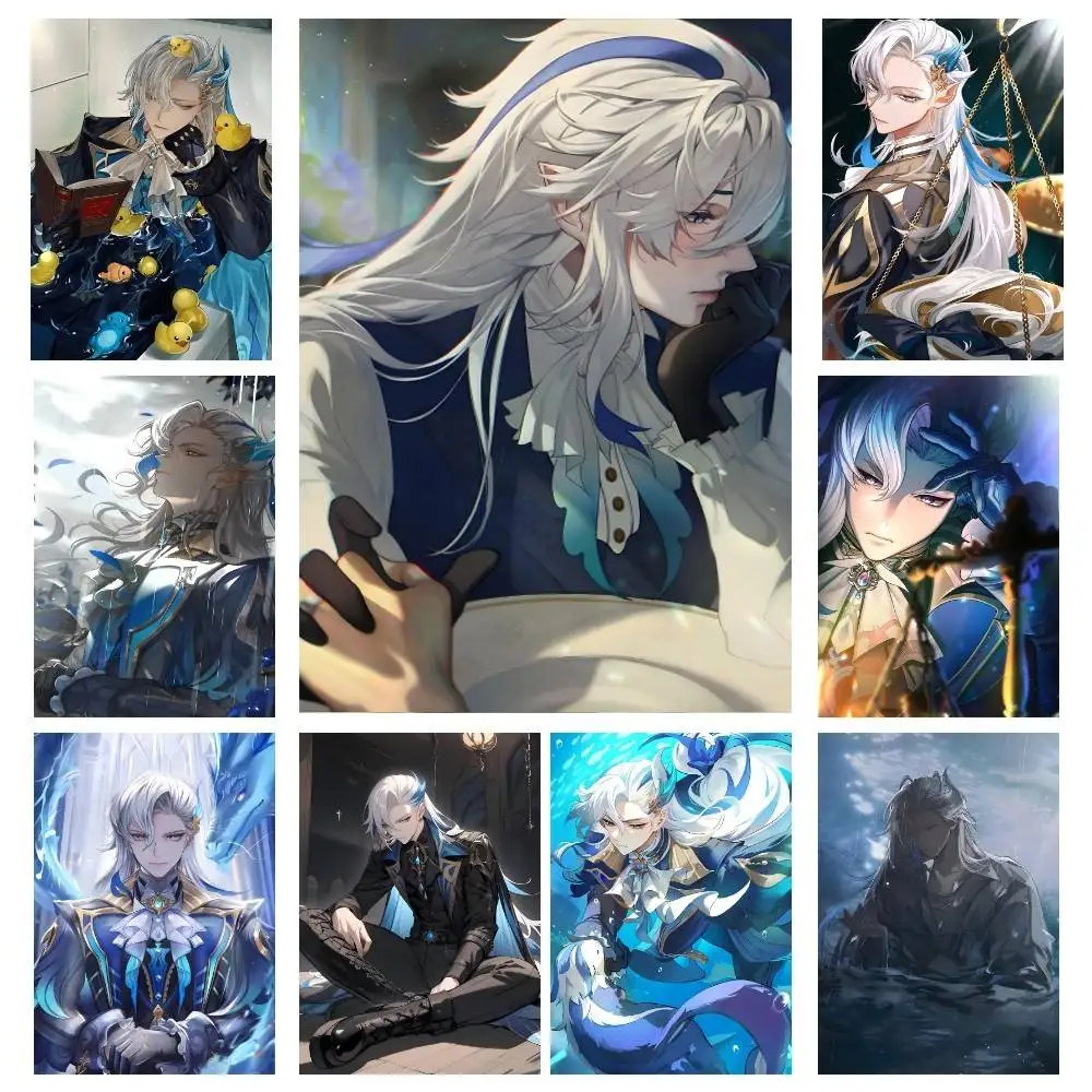 Game Genshin Impact Neuvillette Posters High Quality Self-adhesive Wall Art Decorations Color Prints Sticky