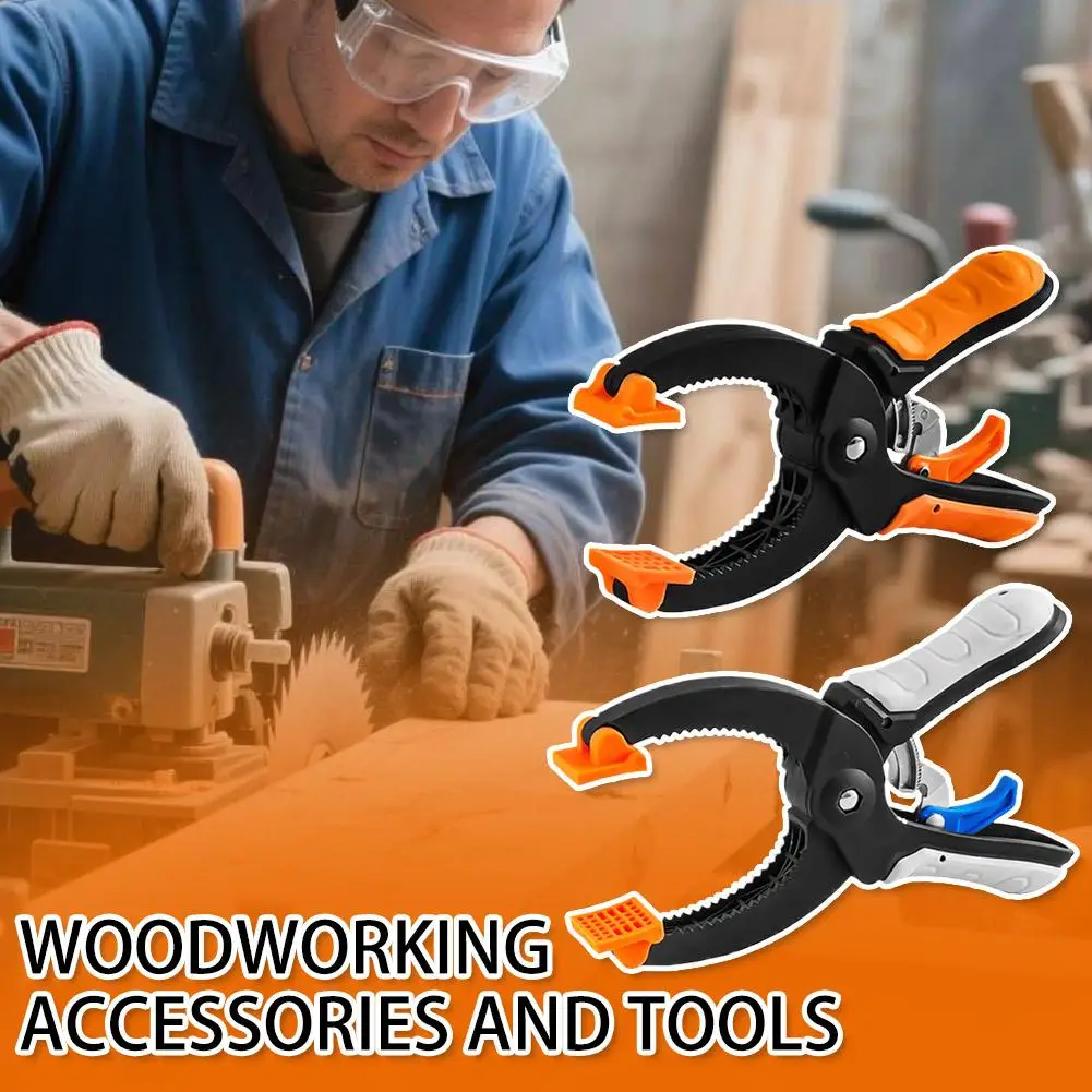 Ratcheting Hand Clamps Set 8/6inch Jaw Opening with Powerful Clamping Force Trigger Clamps for Gluing Securing ﻿