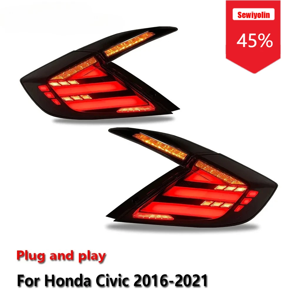 

Sewiyolin автомобильные светодиодные задние фонари в сборе для HONDA Civic 2016-2021 авто противотуманные DRL тормозные указатели поворота Plug and Play