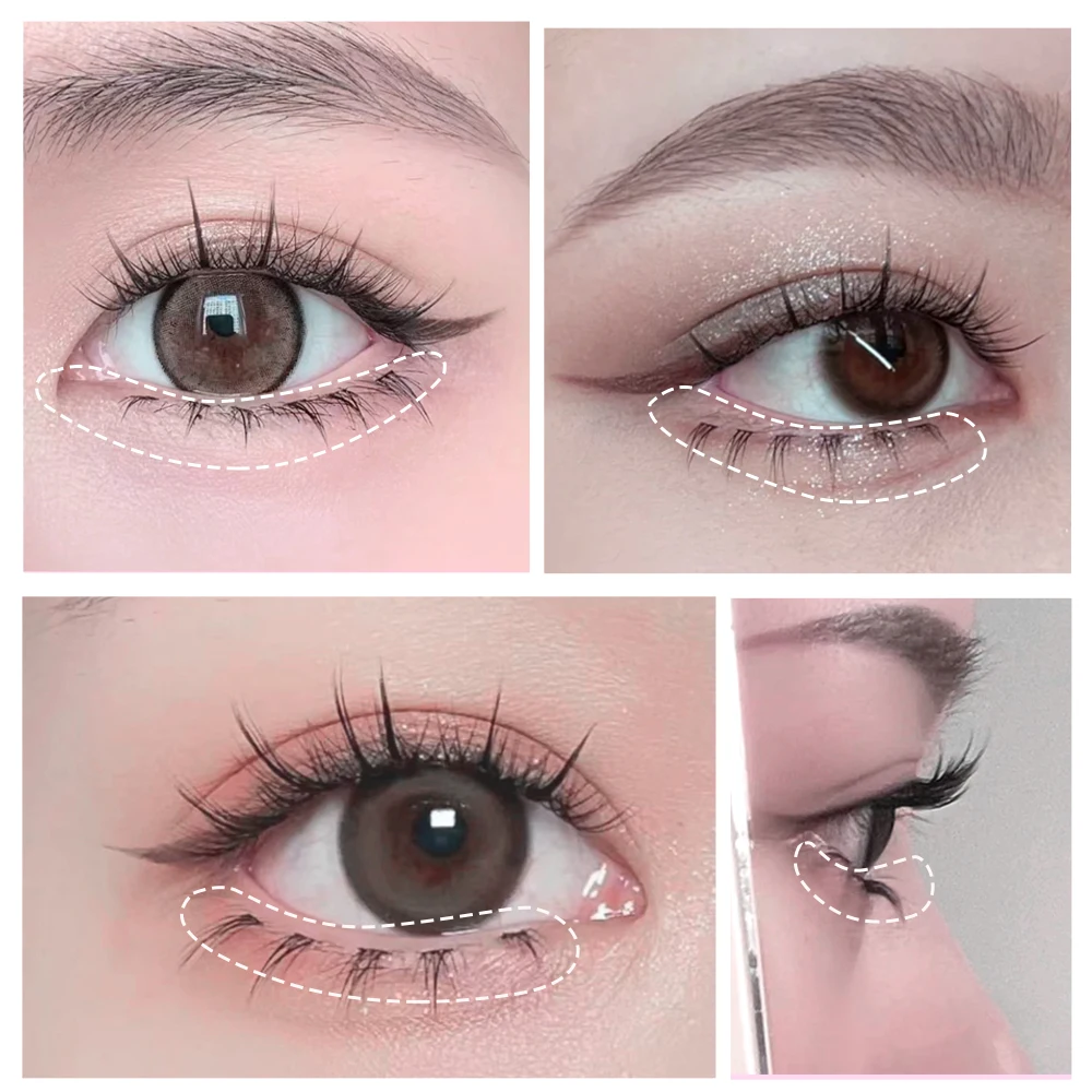 Yelix Ciglia inferiori inferiori Ciglia finte Ciglia a grappolo Ciglia artificiali 0,07 mm C Curl sotto le ciglia