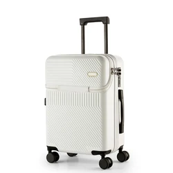 New Suitcase on Wheels Travel Luggage Women Small Durable Boarding Trolley Case Front Opening Men 20/22/24/26 Inch