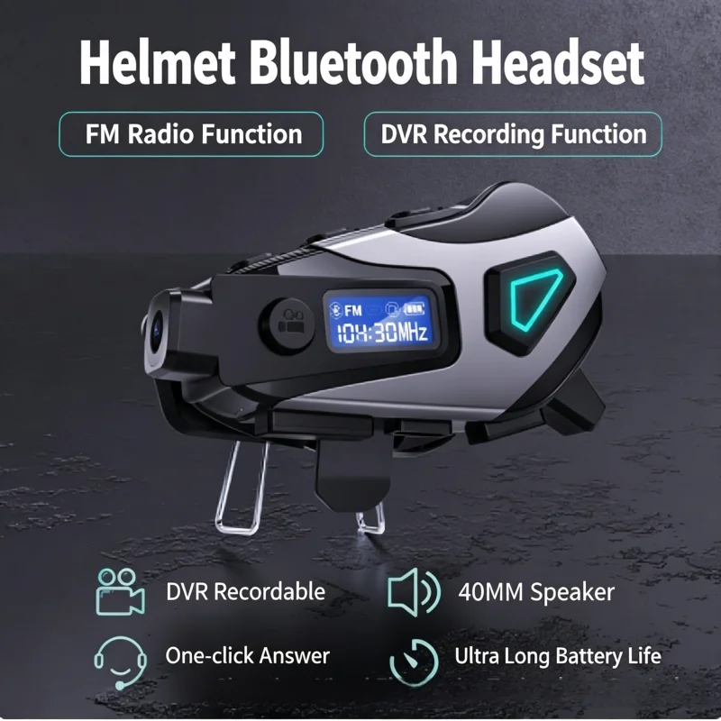 Motorcycle Helmet Bluetooth Headset Waterproof DVR Recorder Noise Cancellation HiFi Sound Moto Riding Helmet Headset For Rider