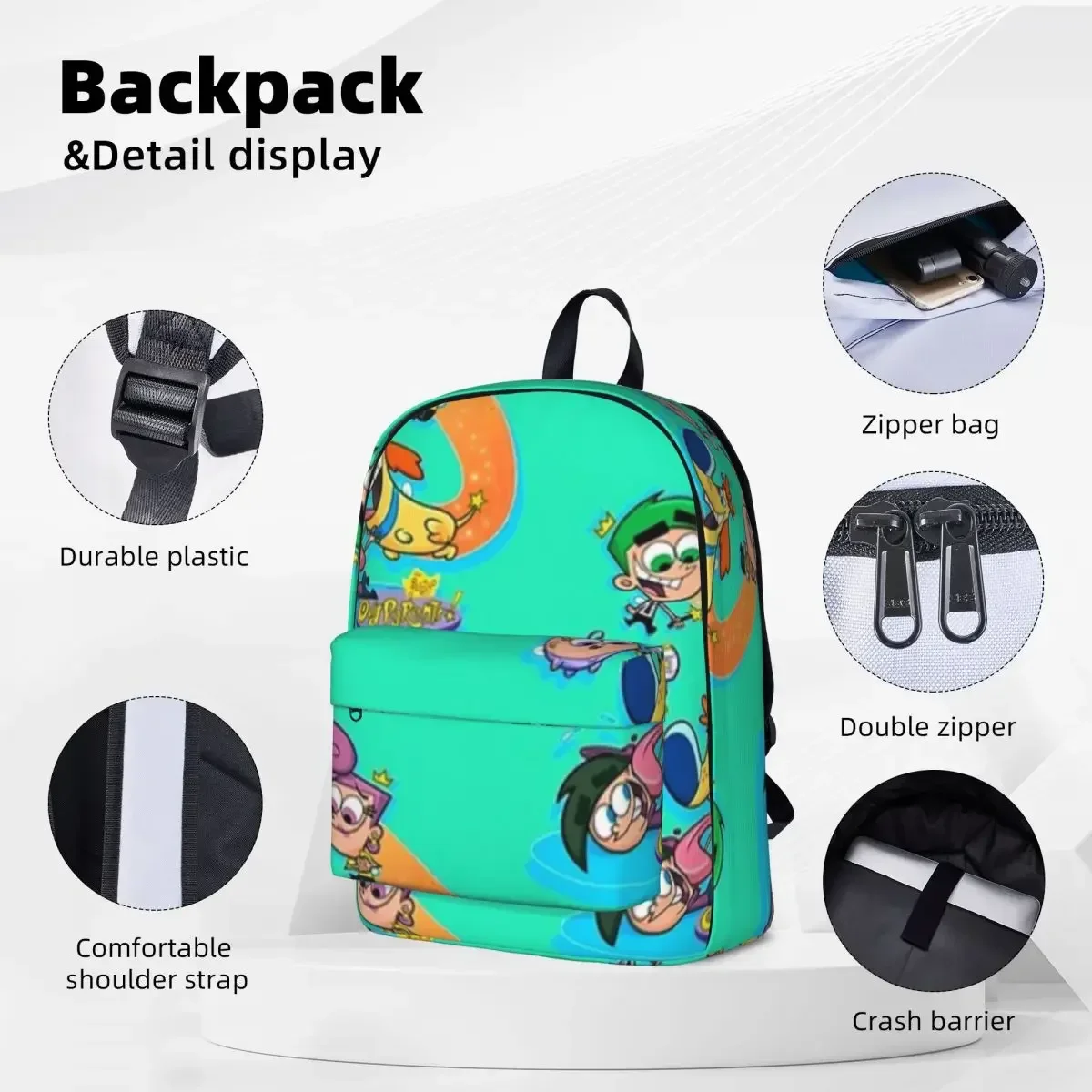 The Fairies - Fairly Odd Parents Woman Backpacks Boys Girls Bookbag Fashion Children School Bags Portability Travel Rucksack