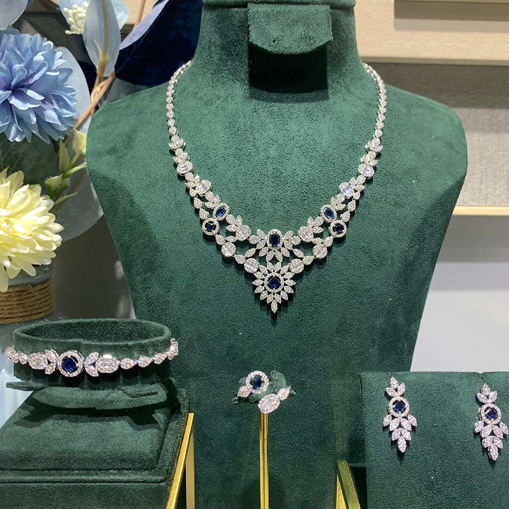 015346 Dubai Bridal Zirconia Jewelry Sets for Women Party Luxury Charm Nigeria CZ Crystal Wedding Engagement Bride Accessories