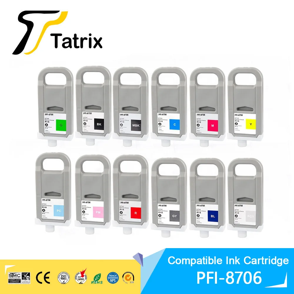 

Tatrix PFI-8706 PFI8706 Premium Color Compatible Ink Cartridge for Canon iPF8300s iPF8410 iPF9410 iPF9410s Printer