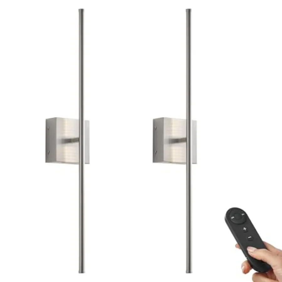 

Battery Operated Wall Sconces with Remote Control, Dimmable Wall Sconces Set of Two, 350°Rotate, 3000K LED Wireless Wall Light