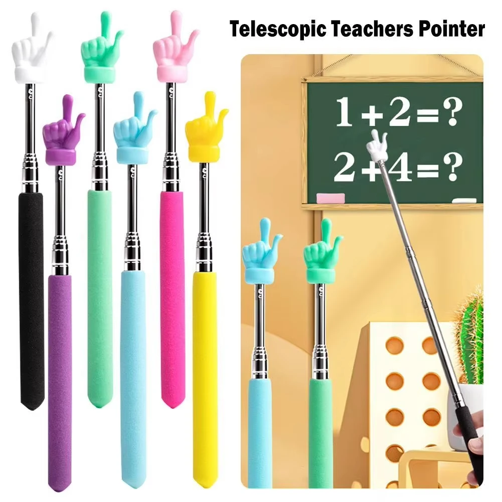 Retractable Teacher Pointer Finger Design StainlessSteel Telescopic School Teaching Pointer Stick Teacher Supplies For Classroom