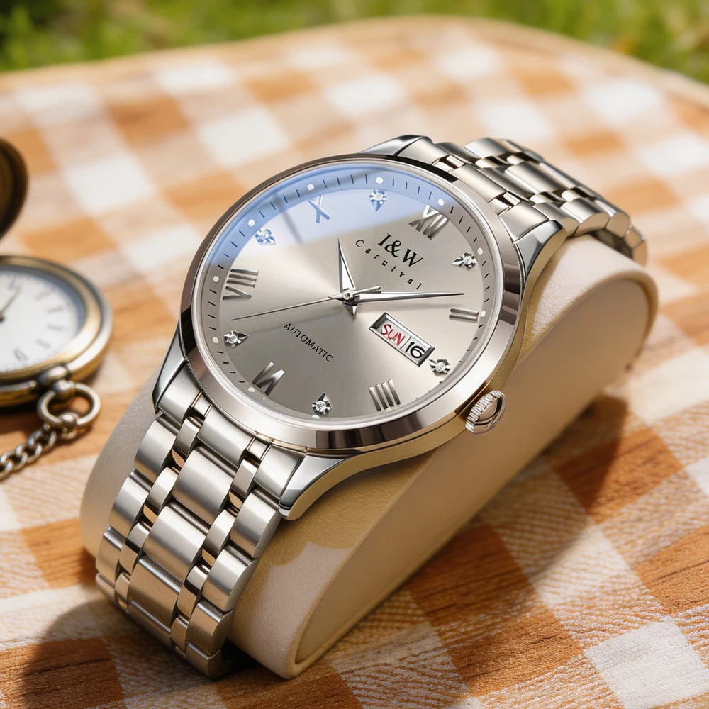 Carnival High-end IW Series MIYOTA Mechanical Watch for Men Stainless Steel Week Date Luxury Sapphire Business Mens Watches