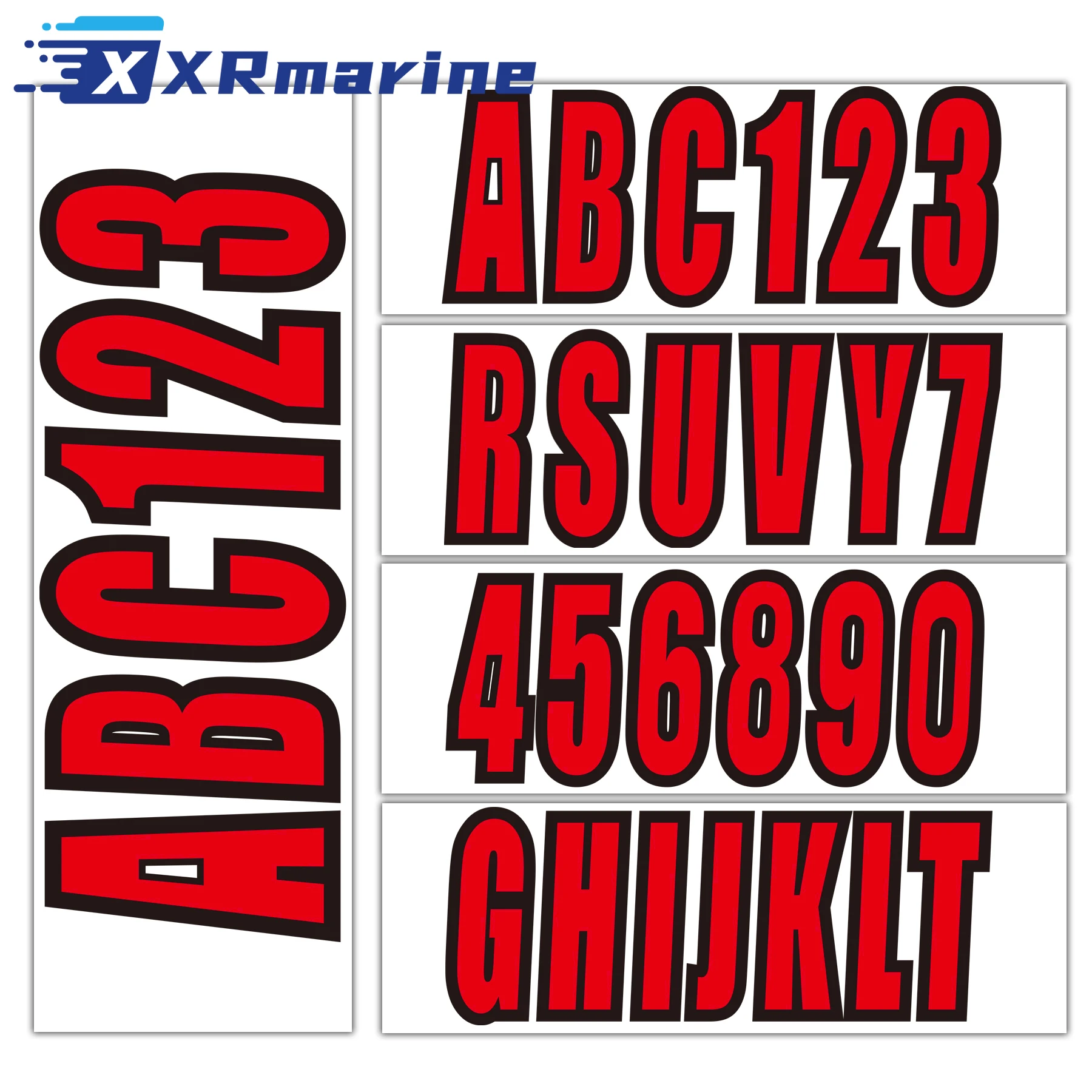 4 Sets Red of A-Z & 0-9 Boat Registration Numbers and Letters Marine Vinyl Sticker Decals