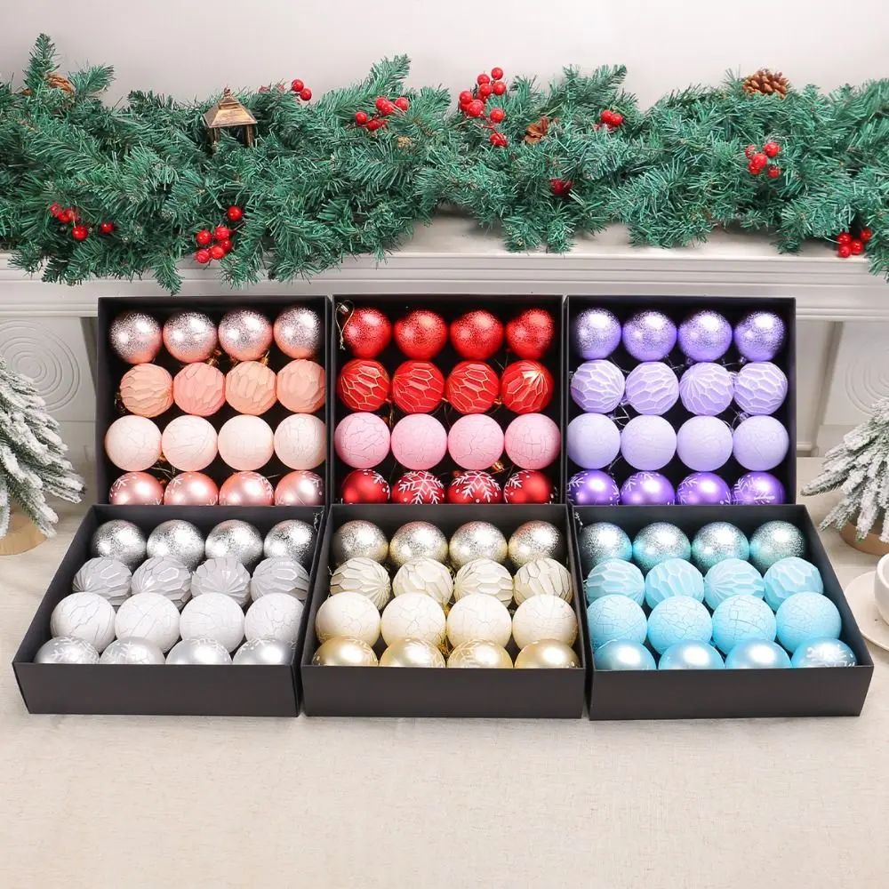 16pcs 6cm Christmas Painted Balls Pendant Shatterproof Plastic Xmas Tree Pendants Reusable Elegant Merry Christmas Decor