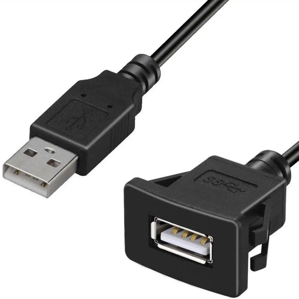 Car Dashboard Flush Mount USB Extension Cable Aux Adapter Male to Female Fast Data Transfer for Vehicle Panel