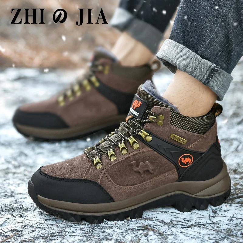 New Autumn Early Winter Men's Boots Men Outdoor Waterproof Hiking Shoes Work Shoes Man Soft Ankle Boots Men Sneakers Spring