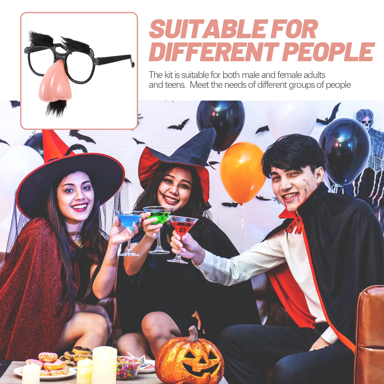 

Halloween Costume Glasses Silly Eyewear with Mustache Big Nose Eyebrows Funny Adult Party Supplies for Birthday Festival 2024