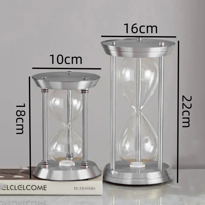 Retro Metal Silvery Three Pillars Empty Hourglass Bottle Colored Sand Combination Handmade Glass Sandglass Timer Home Decoration