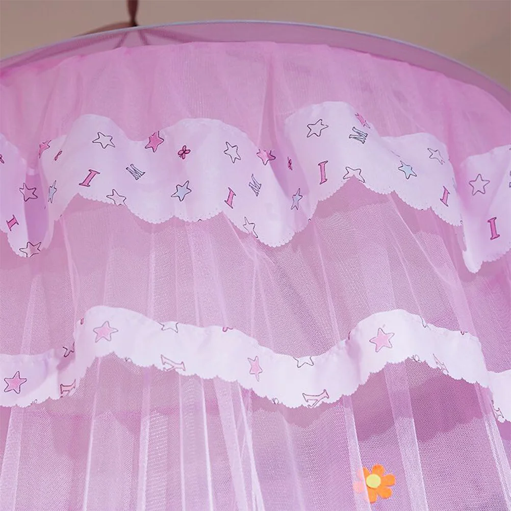 

1Pcs Pink Lace Dome Hanging Mosquito Net Breathable Bed Canopy Bedroom Curtain Round Bed Netting Insect Protection
