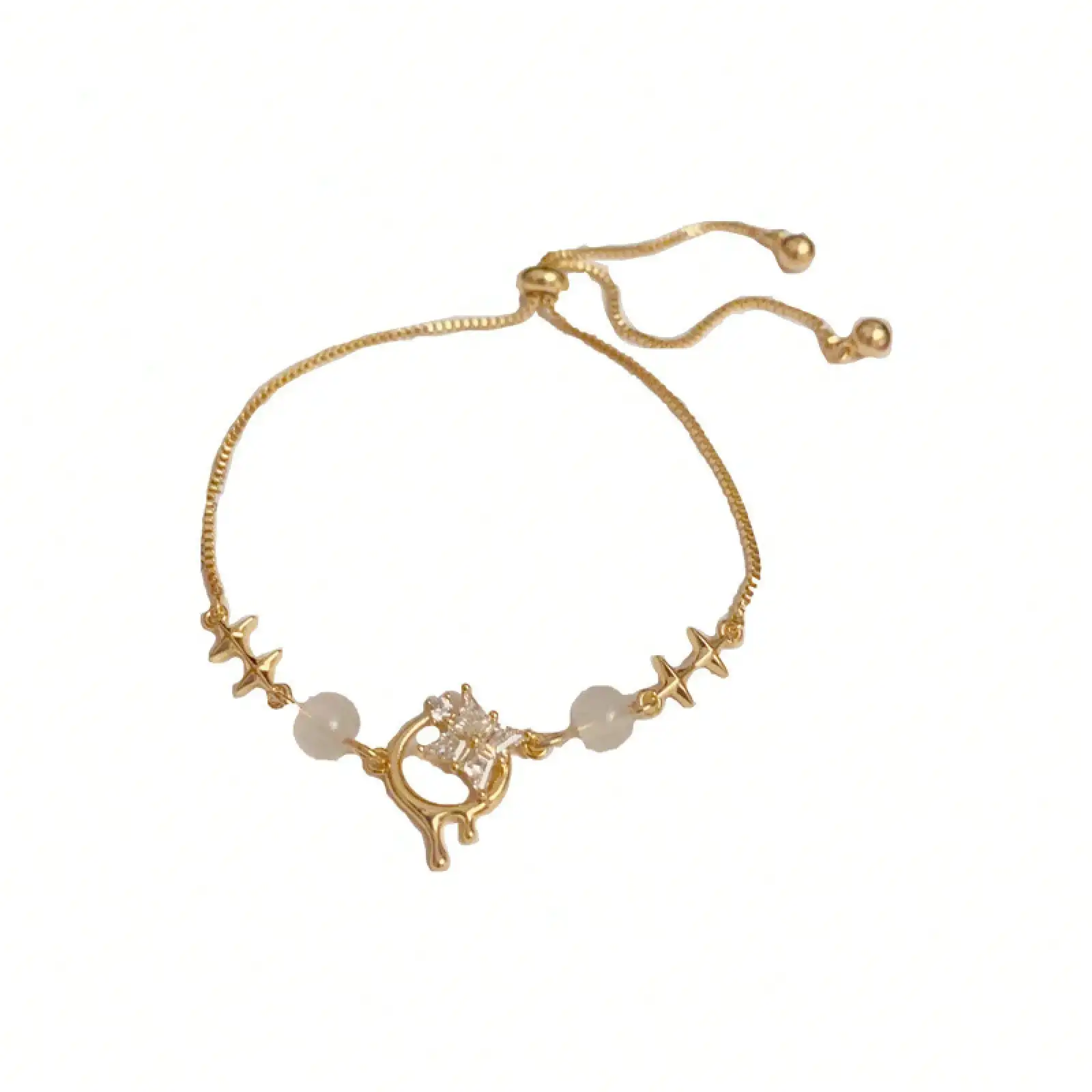 

French-Style Light Luxury High-End Star And Moon Design Pull-Out Adjustable Exquisite Versatile Bracelet Accessory