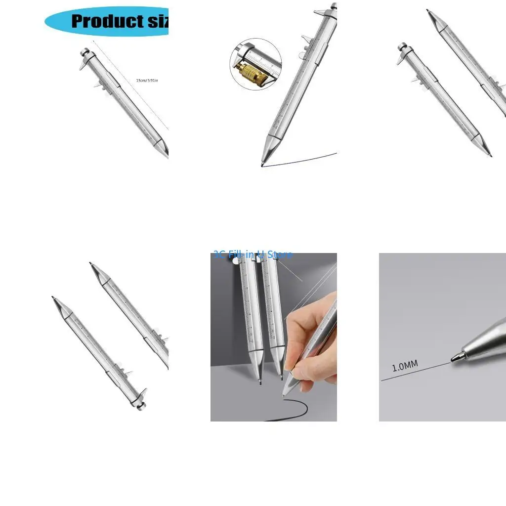 G8TA 2 in 1 Vernier Caliper 0-100mm Ballpoint Pen Multifunction Gadget for Men Women