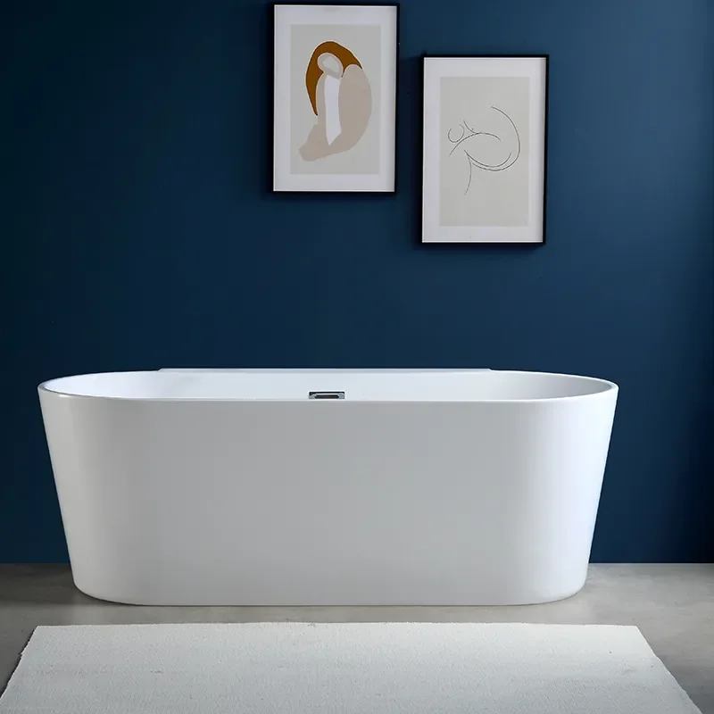 Oval Acrylic Bathtub for Bathroom Large-Sized Hotel Independent Homestay Engineering Household High-End Integrated Bathtub