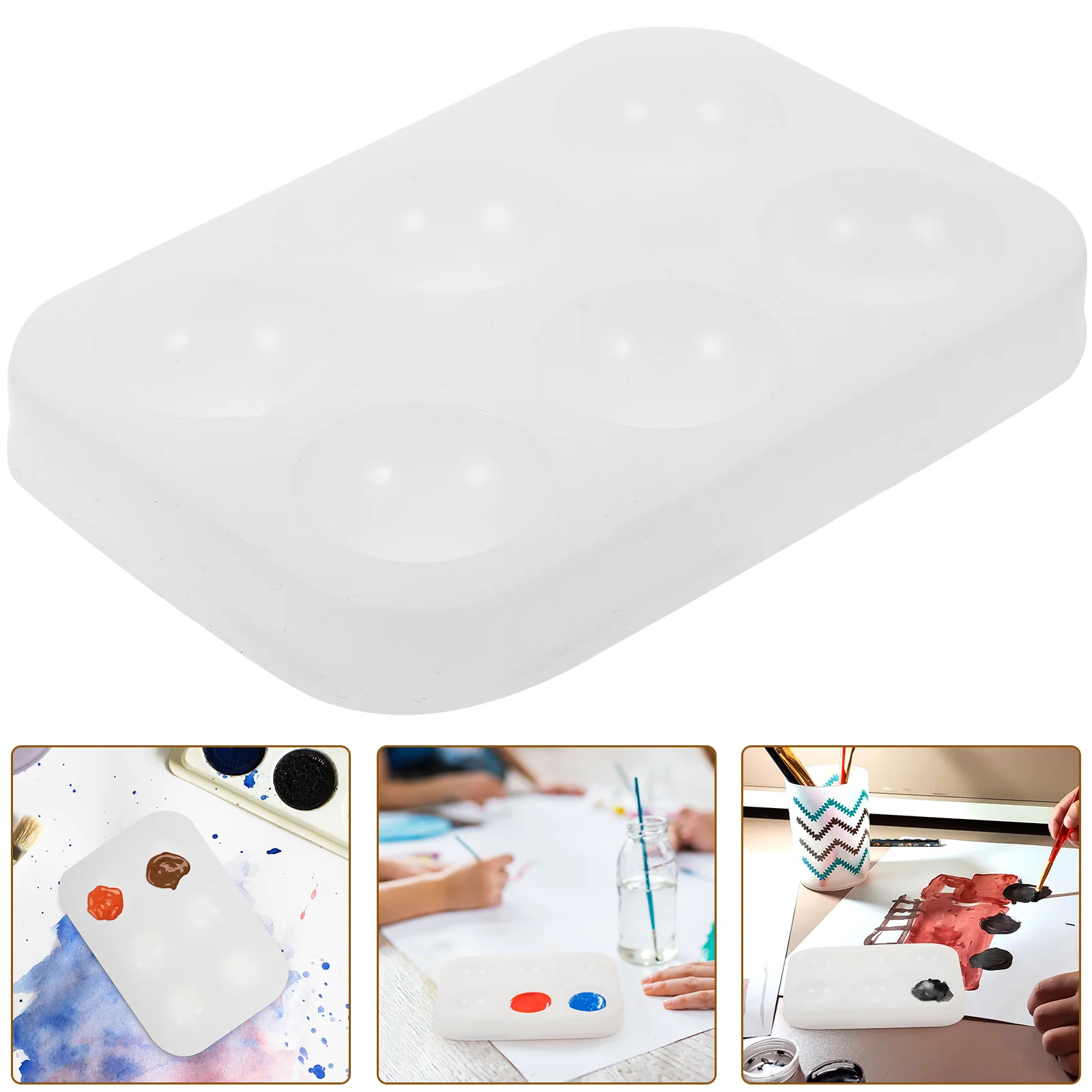 Six Hole Silicone Palette Easy to Clean Acrylic Watercolor Paint Mixing Tray Palettes Silica Gel Mini Empty