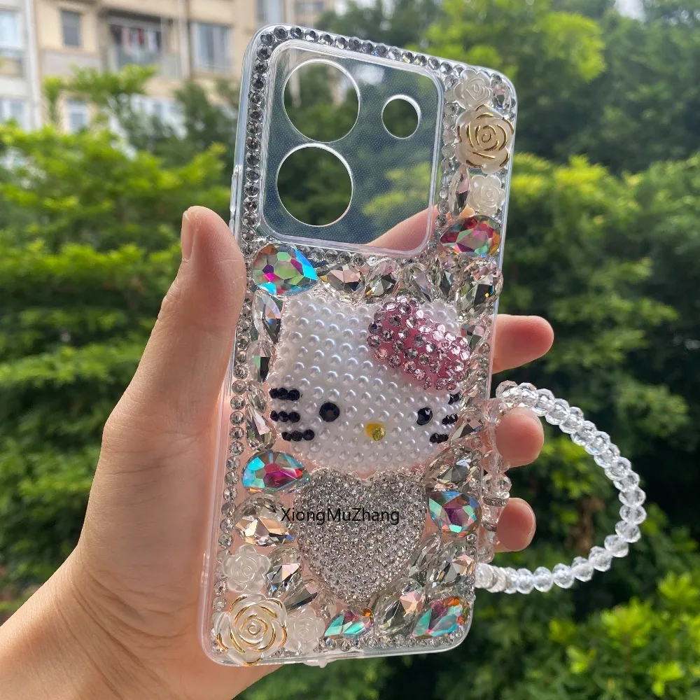 Hello Kitty Diamant-Blumen-Handyhülle für Xiaomi Poco M8 Power M7 Pro M6 M5 F8 F9 Pro F7 F6 F5 X7 X6 X5 X4 X3 mit Handschlaufe – Detail 7