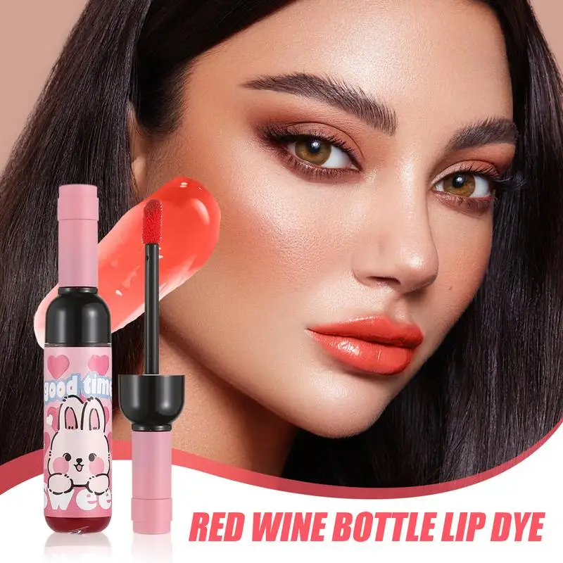 Wine Lip Stain Lips Gloss Wine Liquid Lipgloss Matte Finish Long Lasting Waterproof for Women and Girls Beauty Makeup Look