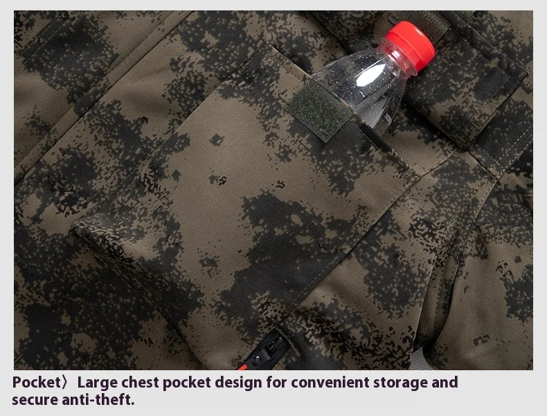 Winter wasserdichte winddichte Camouflage-Baumwolljacke für Herren, dicker, warmer, mit Samt gefütterter, kalter Schutz-Arbeitsmantel – Detail 10