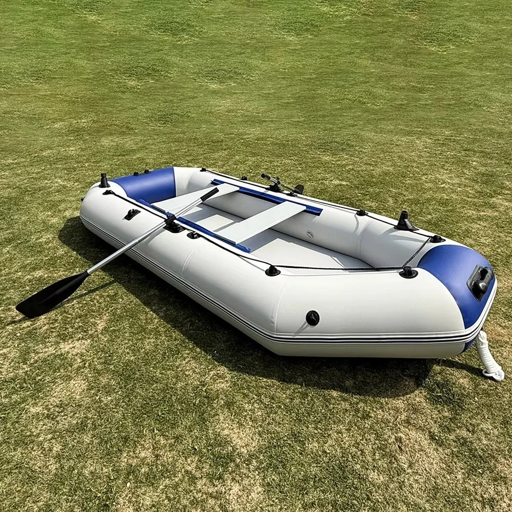 9.8-Foot PVC 4-Person Rowing Kayak High-Speed Inflatable Fishing Boat with Air Cushion Bottom and Free Accessories