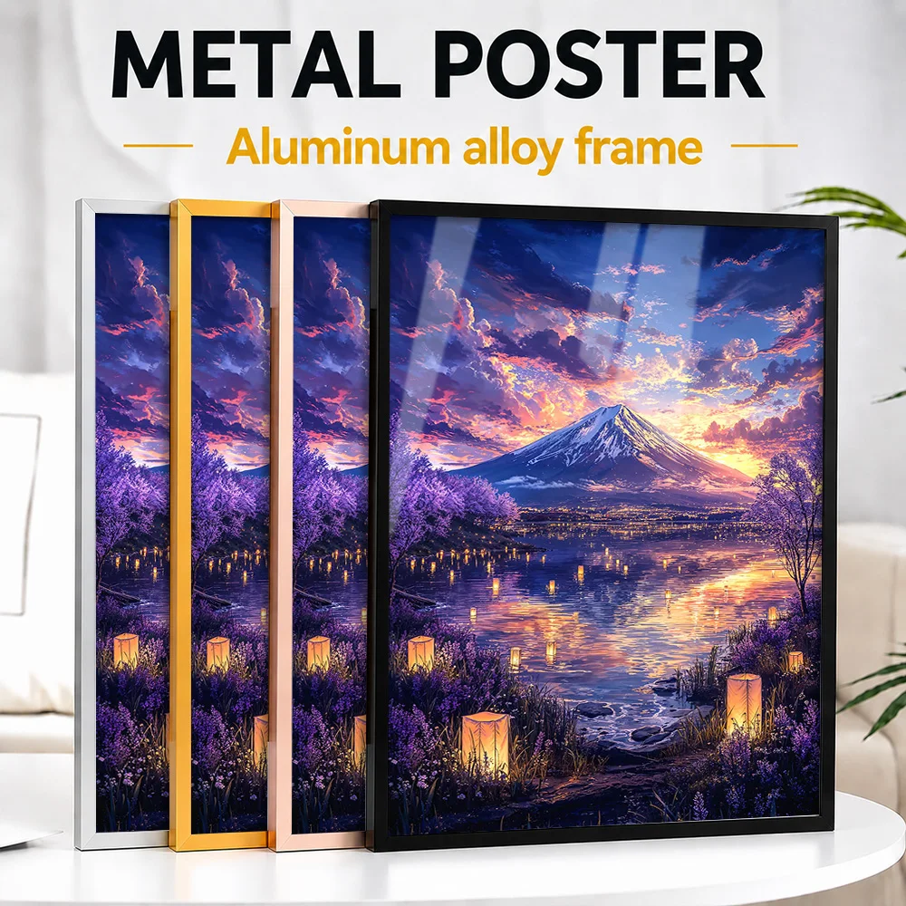 Fuji’s Lantern Dreamscape Metal Poster With Aluminum Alloy Frame Personalized Photo Vibrant Anime Style Wall Art For Game Room