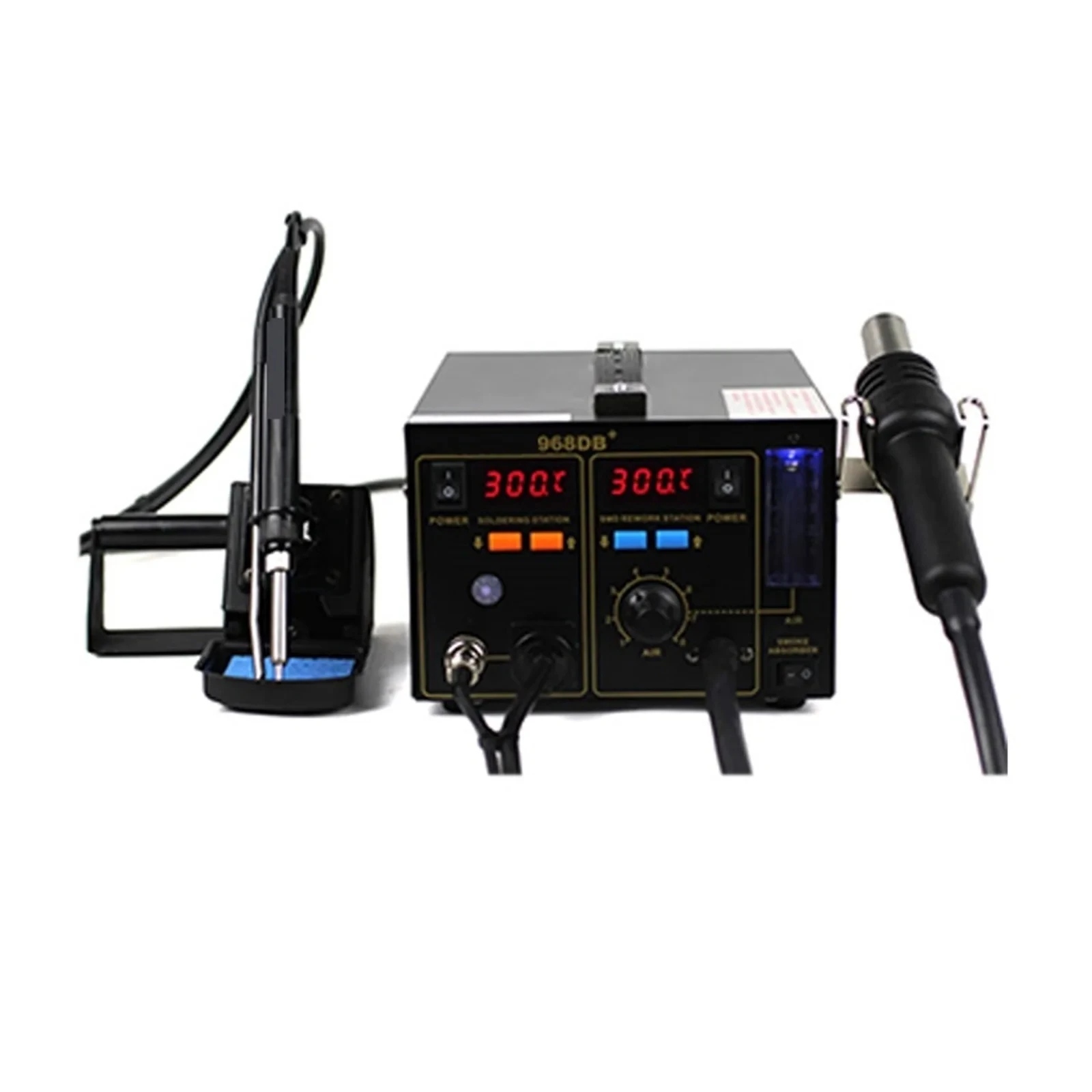 

3 In 1 SMD Rework Station 968DB+ Soldering Station With Smoke Absorber ,High Temperature Resistant