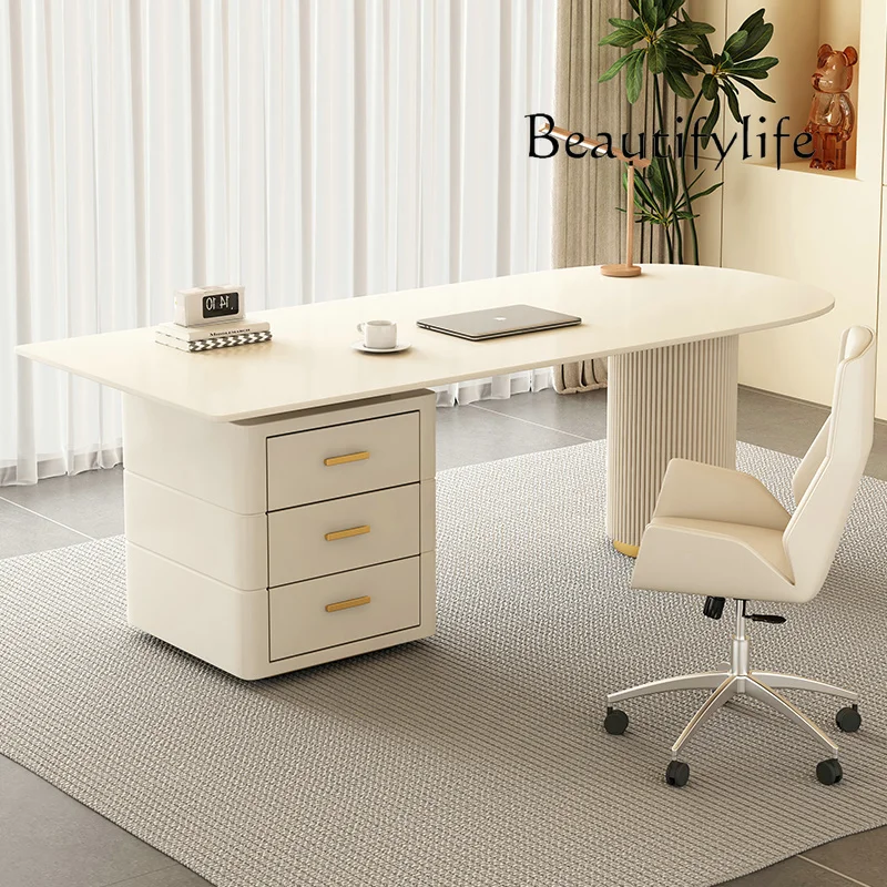 

Cream wind rock slab desk modern simple adult computer desk household bedroom small apartment desk