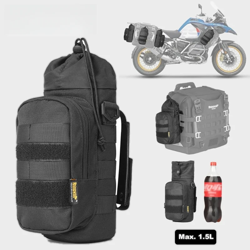 Rhinowalk Motorcycle Bottle Holder Motor Insulated Kettle Bag Quick Release Water Cup Holder with MOLLE System on Motorbike Bag