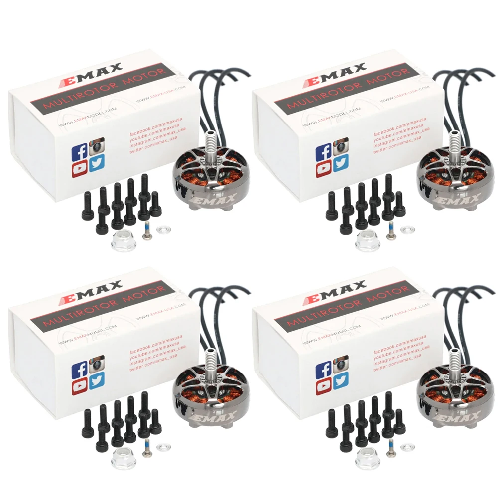 4pcs/lot EMAX EcoII Eco II 2807 1300KV 6S /1500KV 5S/1700KV 4S CW Brushless Motor 4mm Shaft