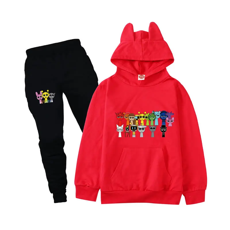 2025 Sprunki Outfit For Teen Boy Girl Casual Set Cloth Spring Fall Child Print Hoodies Top+Sport Pant 2PC Suit Kid Tracksuit