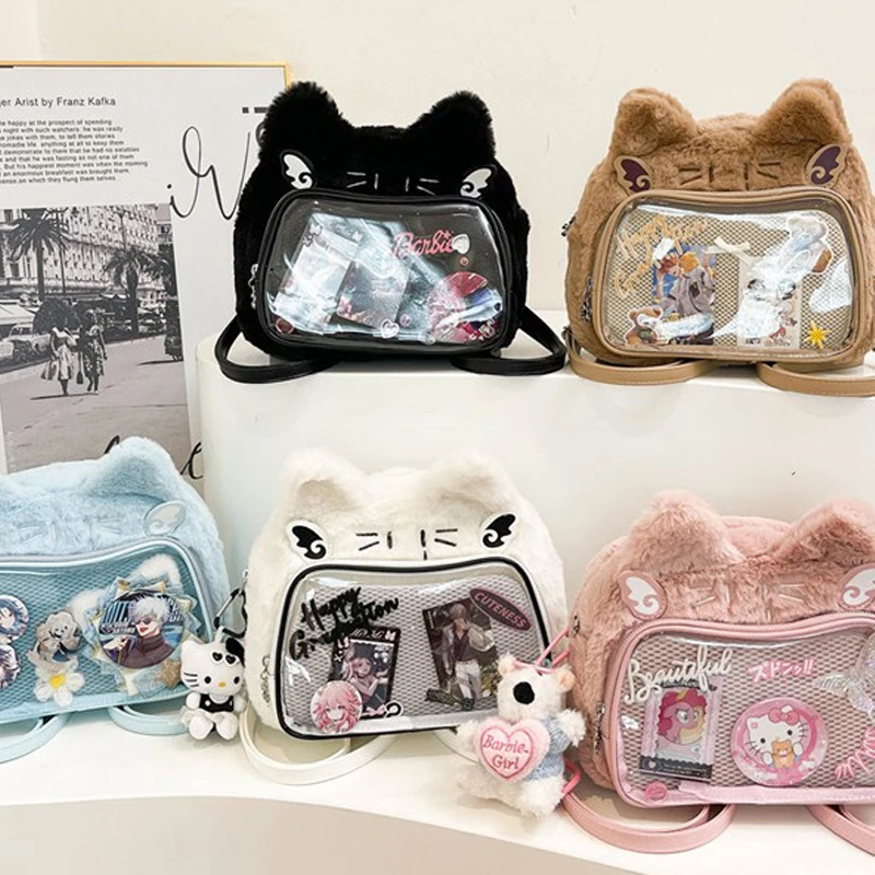 

Women's Tote Bags Japanese Cute Cat 3D Ear Anime Lolita Sweet Kawaii JK Shoulder Bags High-capacity Adjustable Backpack For Girl