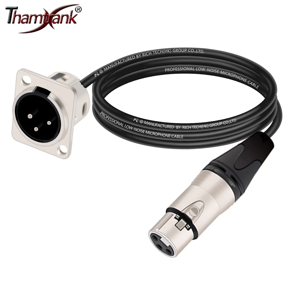 

D Type 3Pin XLR Male Panel Mount MIC Socket to XLR Female Extension Cord,XLR Feed/Pass Thru Converter for Pro Audio Installation