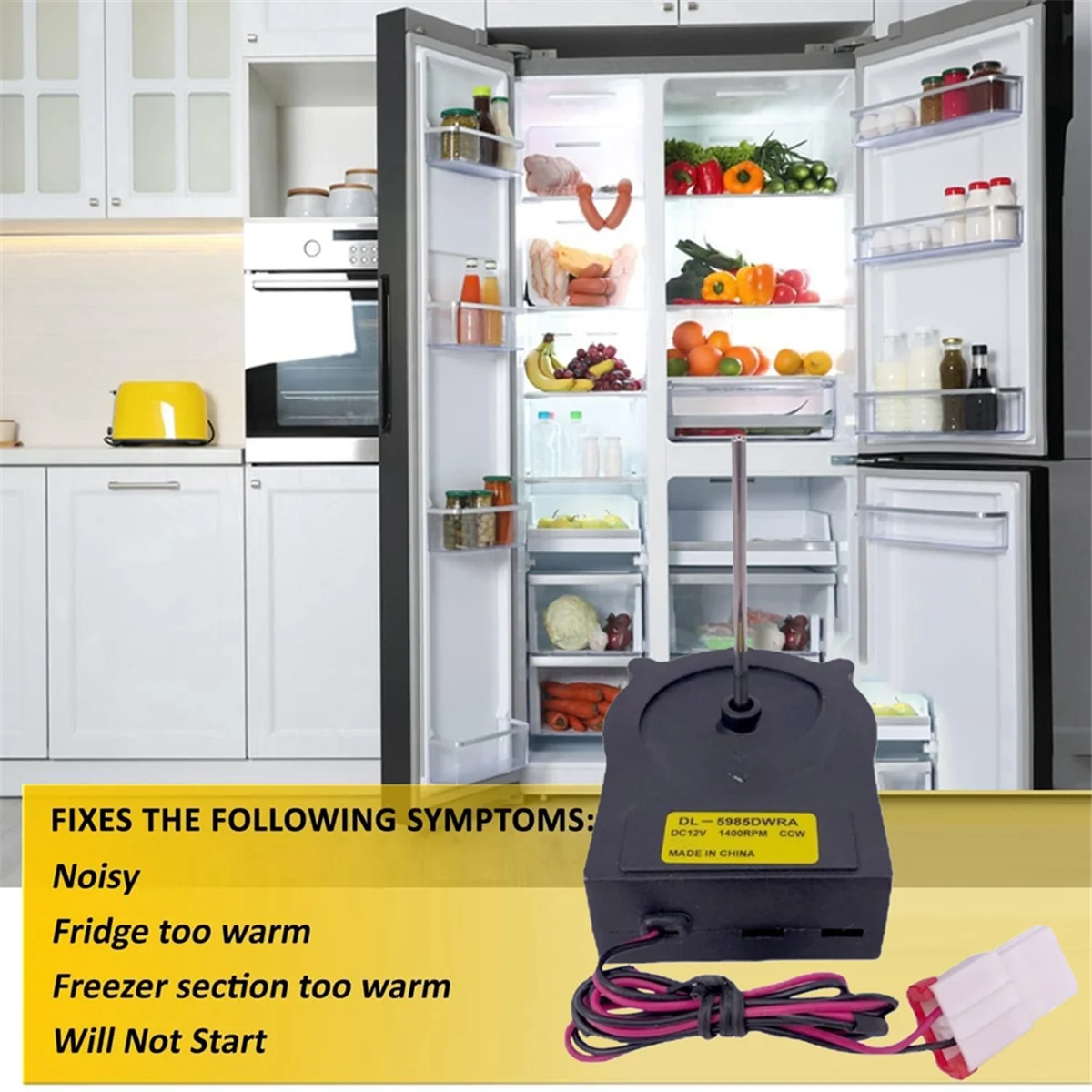 محرك مروحة التبريد للثلاجة DL-5985DWRA DV12V 1400RPM أجزاء الثلاجة المبرد الفريزر