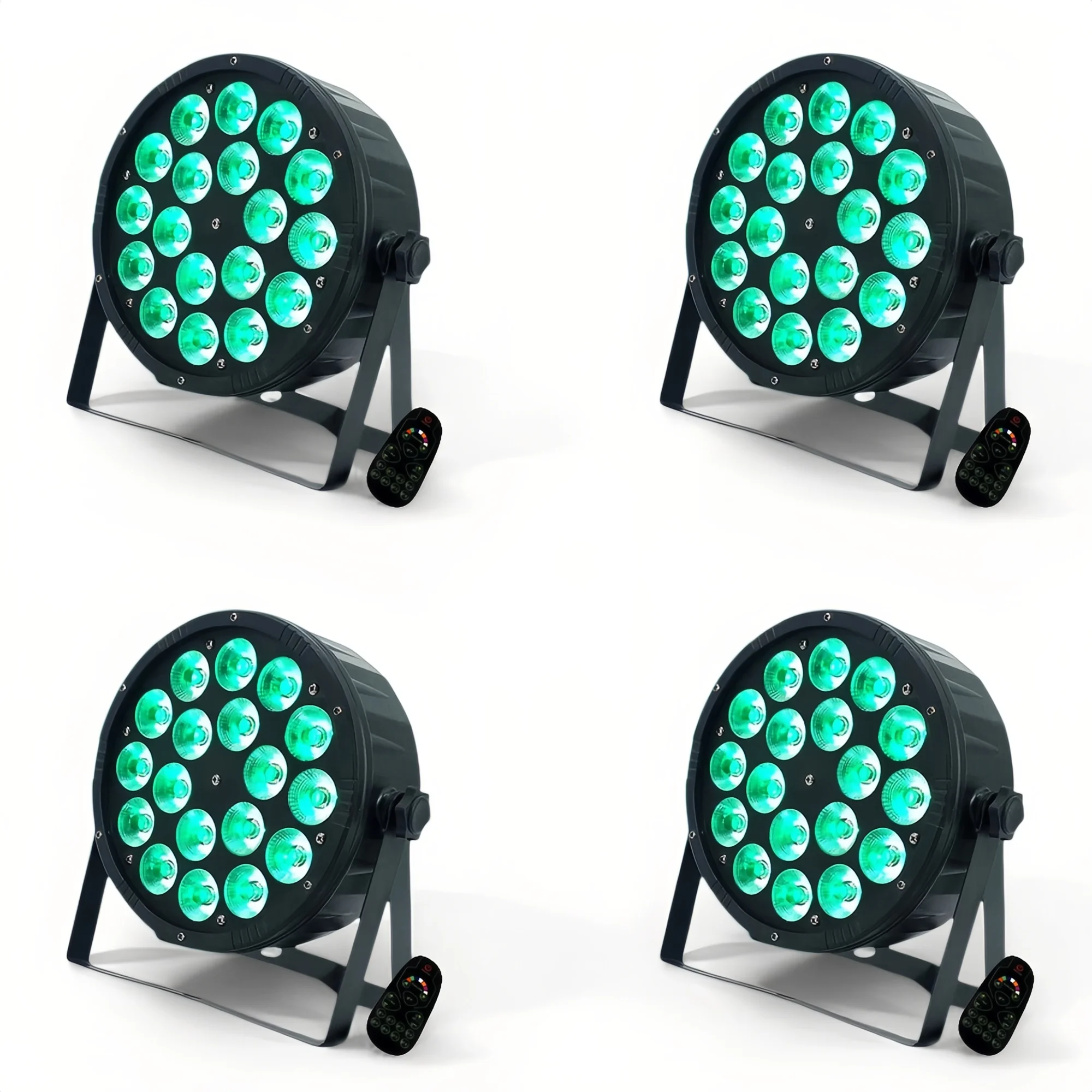4Pcs LED PAR Light 18X18W RGBWA+UV Remote Control Disco Light Flat Par Light Family Birthday Party Theater Wedding KTV Bar