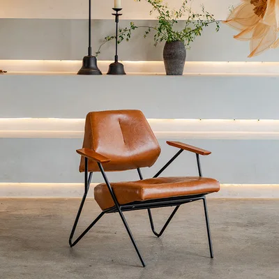 الشمال بار مقهى كرسي جلدي واحد الرجعية كرسي الترفيه استقبال التفاوض بار كرسي أريكة استرخاء #6