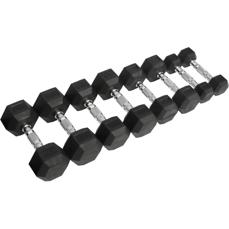 AQPremium Rubber Coated Hex Dumbbell Weight Set,Multiple Packages