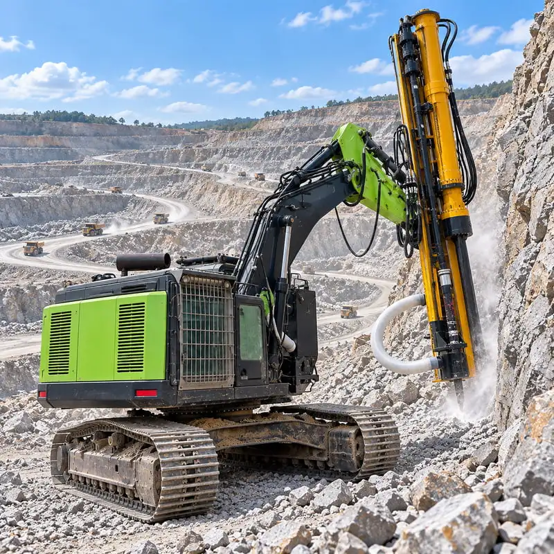Foreuse de roche pour excavatrice de qualité carrière, personnalisée avec capacité de forage rapide, machine de forage hydraulique pour le déblaiement de pentes rocheuses