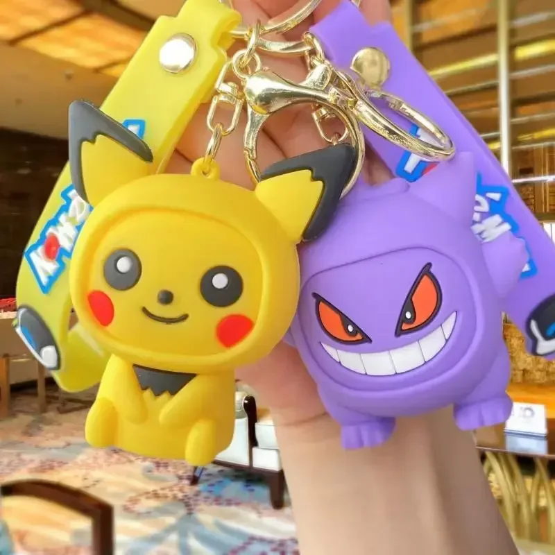 Pokemon Keychain Batch Pendant Pokemon Keyring Cute Pikachu Doll Bag Car Pendant for Birthday Kids Gift Toys Charm Bulk Gourd