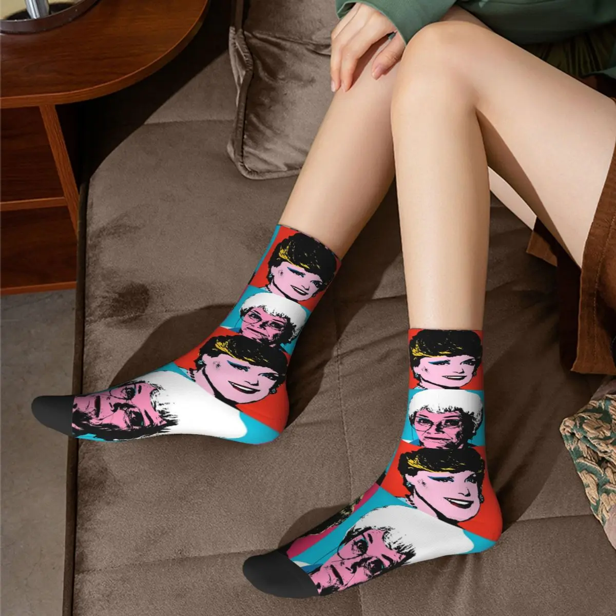 Golden warhol menina meias harajuku meias absorventes de suor durante toda a temporada meias longas acessórios para presente de aniversário da mulher do homem