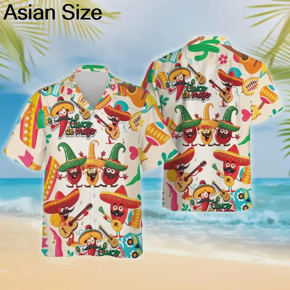 

Chili Hawaiian, Mexican Culture Summer Beach Shirt Pepper Food Tacos Aloha, Cino De Mayo Button Down Short Sleeve Hawaii Shirt