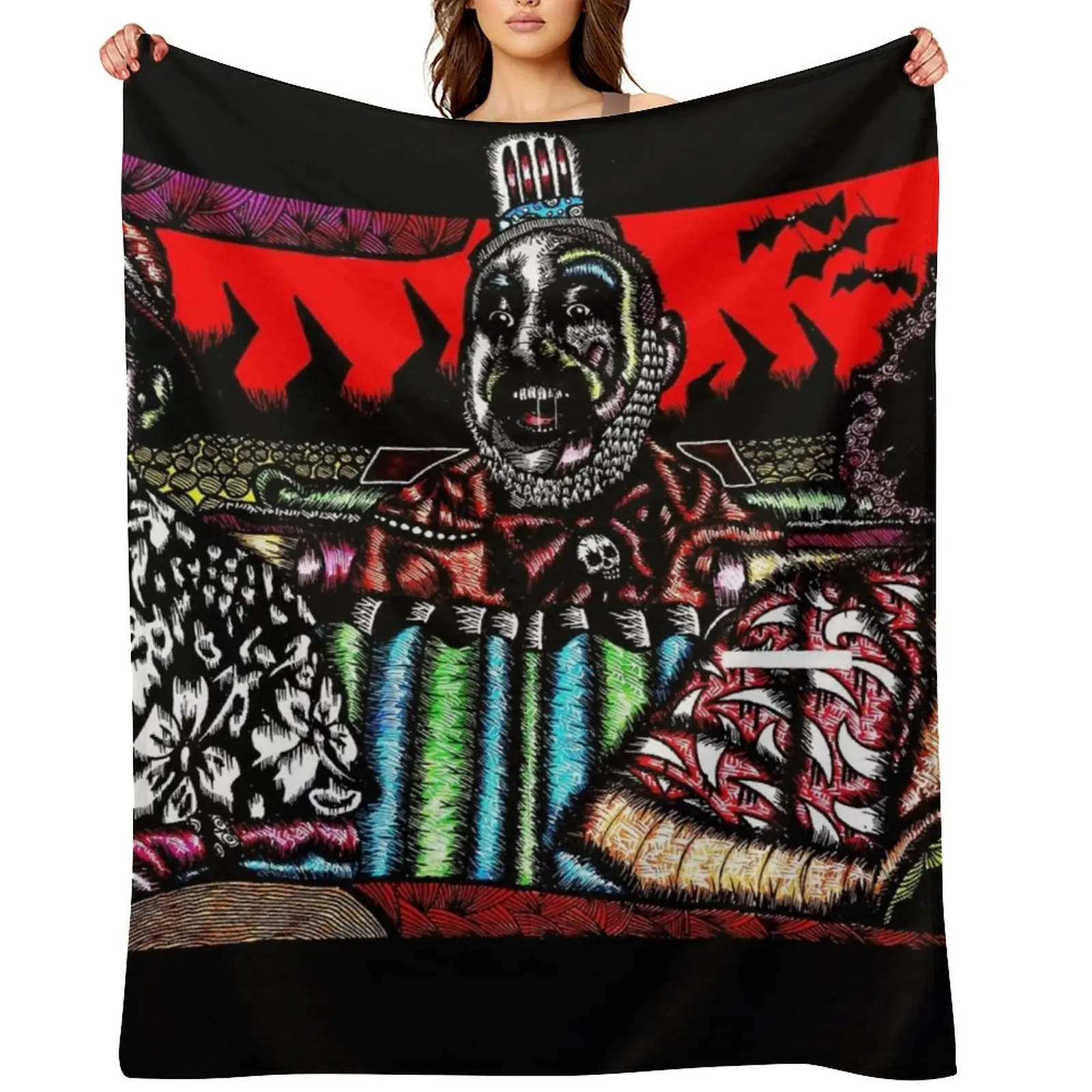 

BAT COUNTRY FT CAPTAIN SPAULDING Throw Blanket Beautifuls Decorative Beds Plush Thermals For Travel Blankets